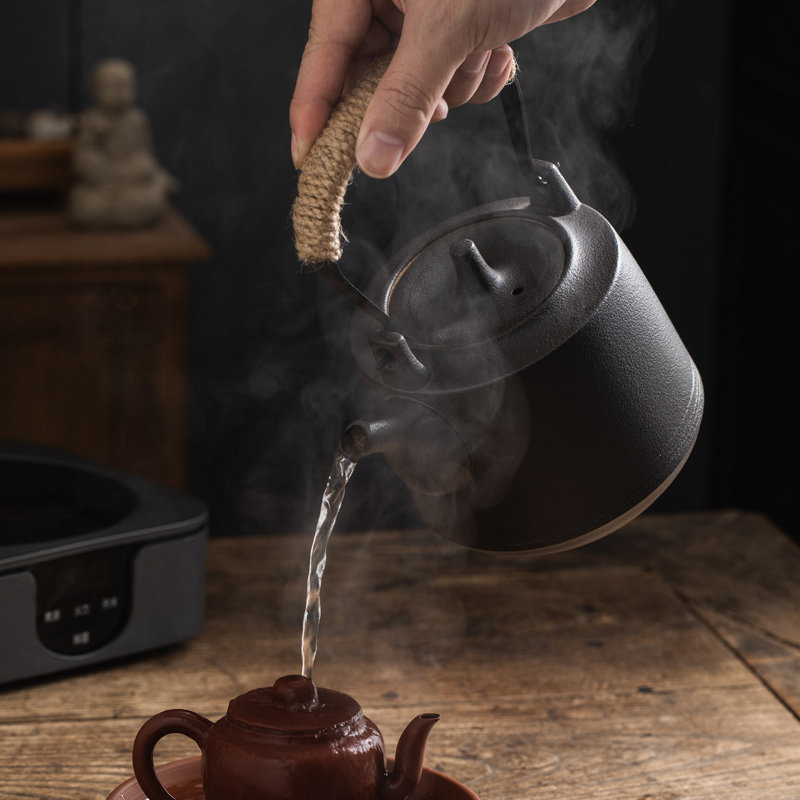 陶瓷烧水壶黑陶煮茶壶提梁养生壶大号单个家用电陶炉碳炉明火户外