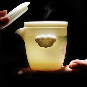 妙莲天香 可定制快客杯陶瓷手绘莲花便携式一壶二杯户外旅行茶具