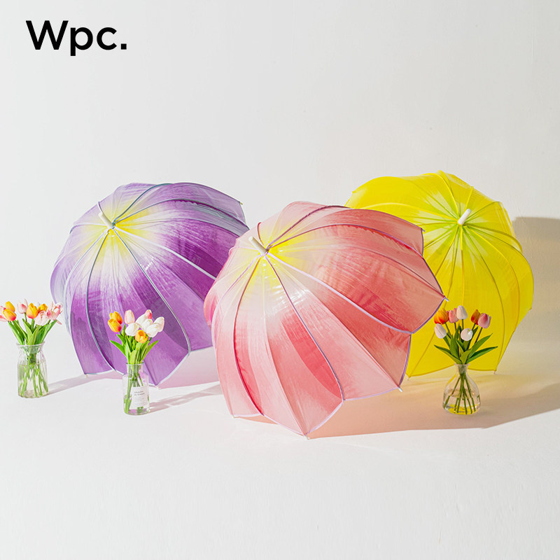 wpc透明雨伞花瓣伞长柄果冻伞大号加大加厚抗风高颜值少女心拍照