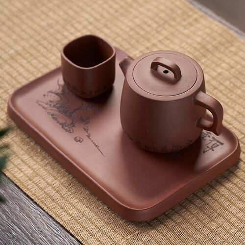汉唐紫砂茶托干泡台壶托底座壶承手工刻绘杯托家用功夫茶具配件
