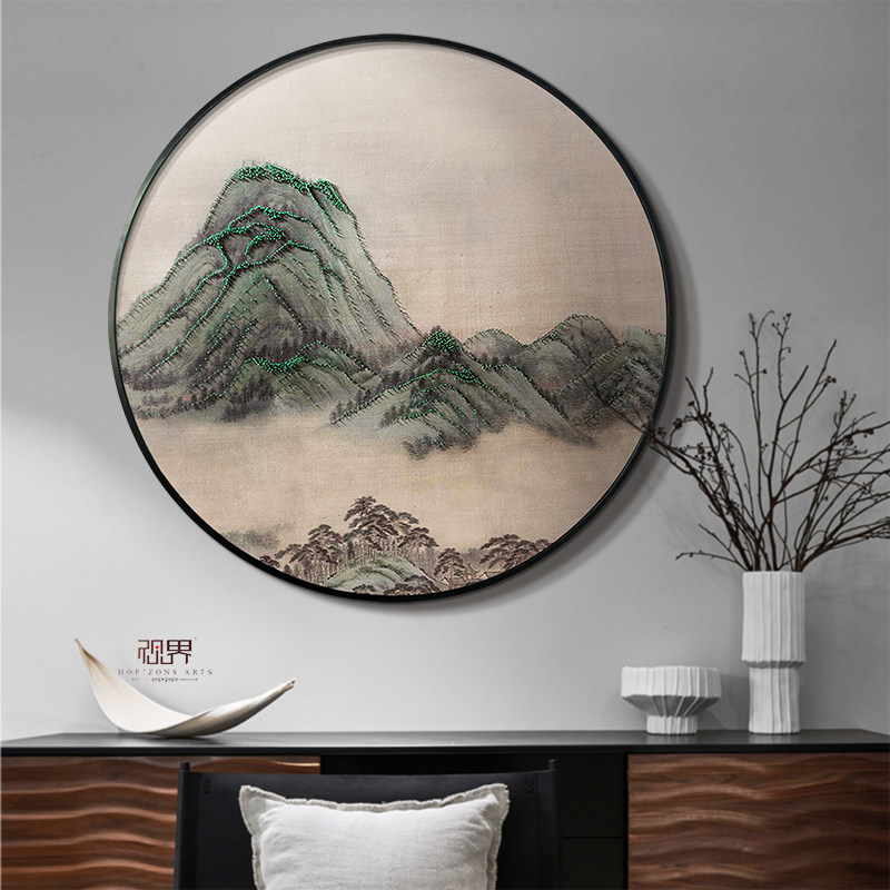 连绵山景立体实物画钉子画入户画玄关背景装饰画客厅画餐厅过道画