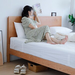全实木床樱桃木北欧日式高靠背原木1.8米1.5米大床主卧双人床定制