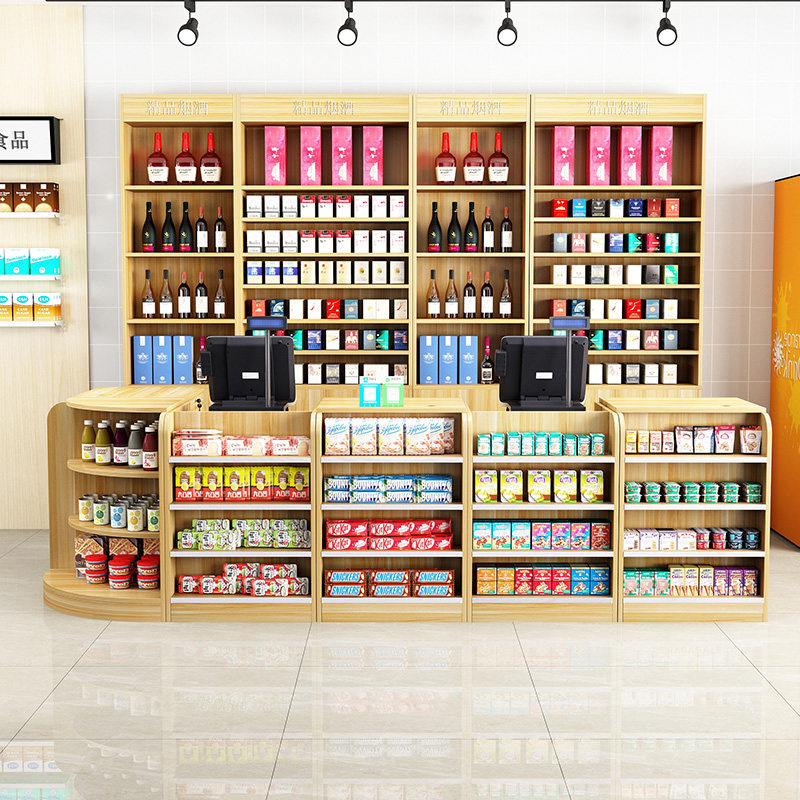 收银台烟柜一体便利店超市酒柜组合店铺小型转角柜台商用前台吧台