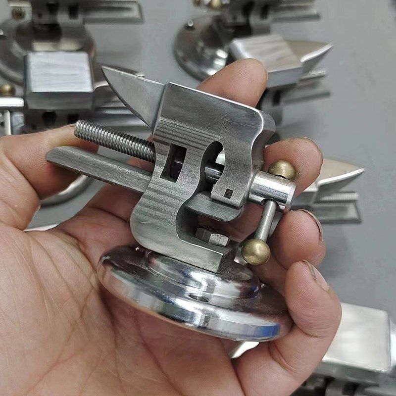 手工一寸迷你304不锈钢小台钳带砧台手作工具手表维修摆件铁砧子