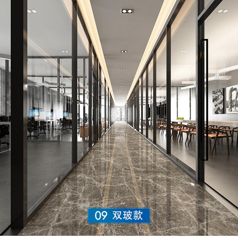 珠海办公室玻璃隔断墙铝合金隔间钢化双层百叶磨砂隔音屏风高隔断