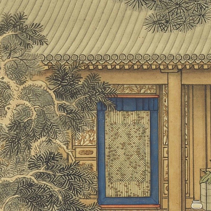 夷则清商图.清.沈源.绘 中式书房客厅装饰画字画山水卷轴挂画