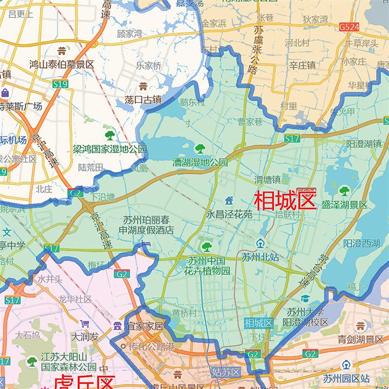 2026新款苏州市区划地图办公室挂图高清防水装饰画推荐超大可定制