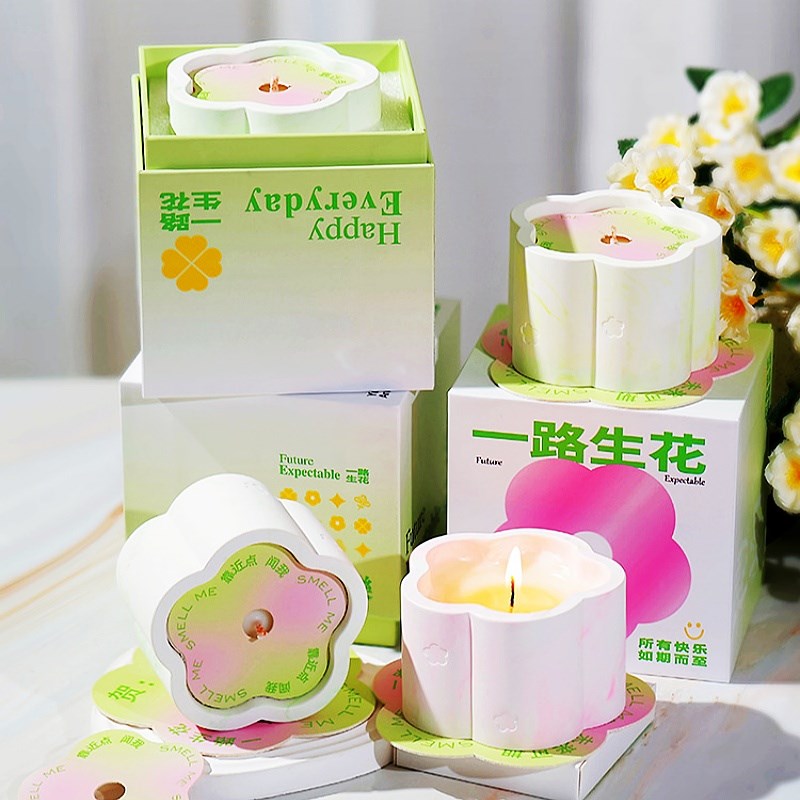 快乐开花香薰蜡烛礼盒一路生花生日礼物可种植快乐出花蜡烛香薰