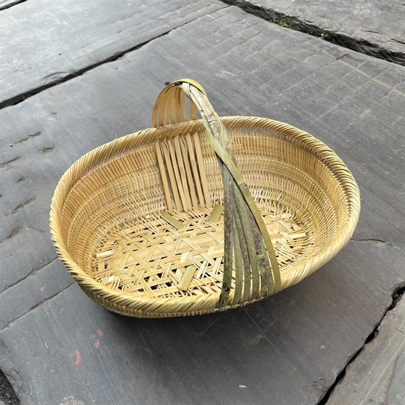 手工竹编竹篮收纳筐竹篓竹制品茶叶采摘篮手提菜篮子绿色环保