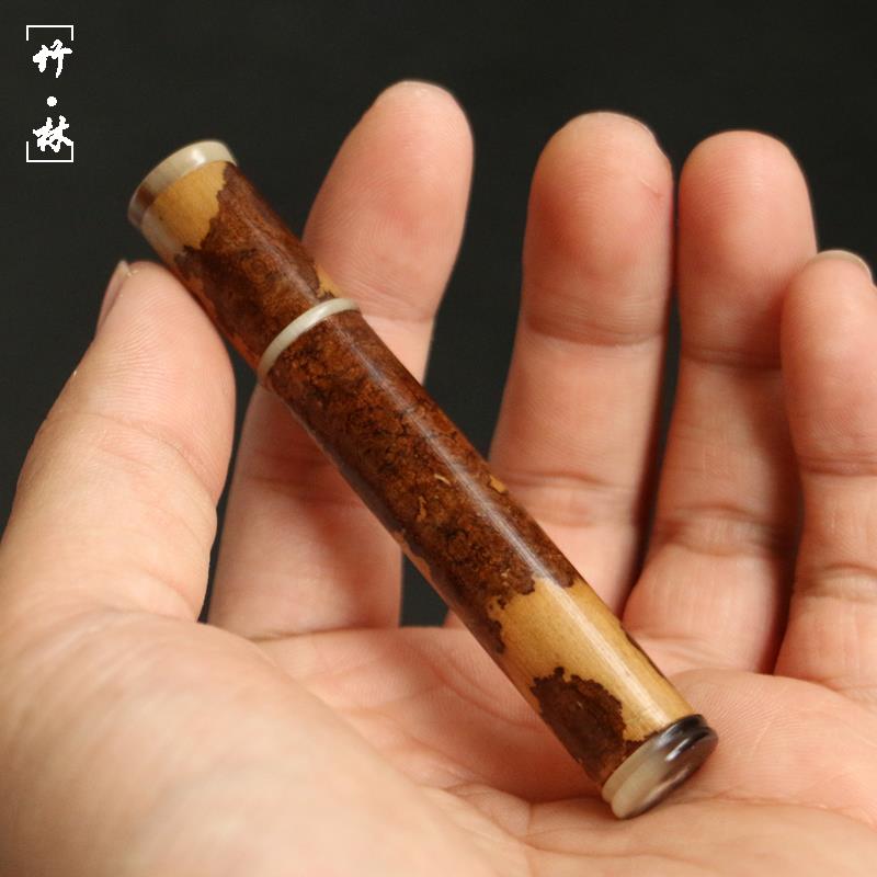 一物一拍精品纯手工精工制作天然老越湘妃竹牙签筒便携式牙签盒子
