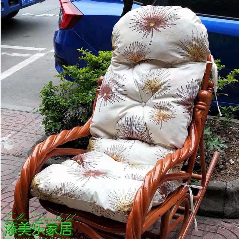 新款北欧风格藤椅实木摇椅躺椅垫坐垫靠垫一体可拆洗植物花卉布艺