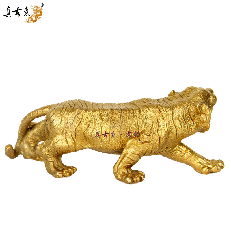 真古意 纯铜老虎摆件铜虎摆件生肖虎装饰品铜上山虎工艺品摆设