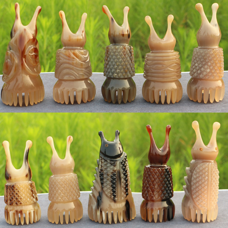 天然白牛角洗头按摩头疗梳子高鼻梁美鼻器颈脊椎穴位按摩长12厘米