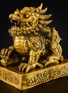 铜貔貅摆件招聚黄铜霸王皮丘公母一对财客厅家用办公室入户大号