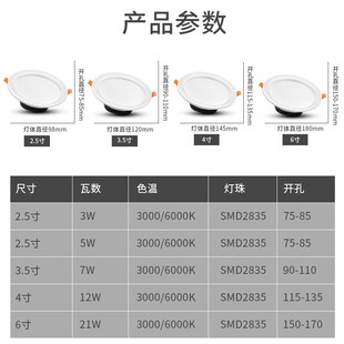 led筒灯嵌入式天花灯5W9W12W18瓦服装店铺商场4000K中性光商用