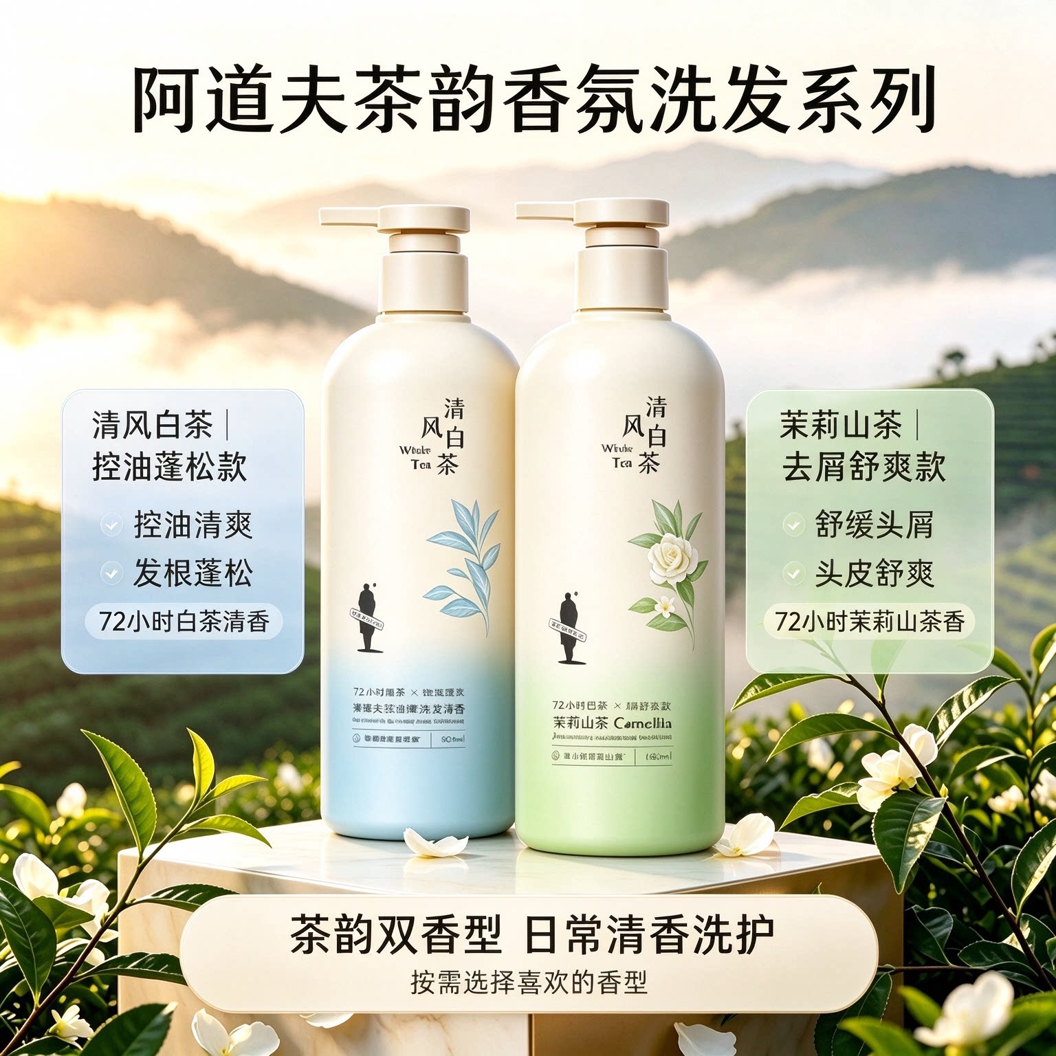 阿道夫茶韵洗发水净屑控油清爽