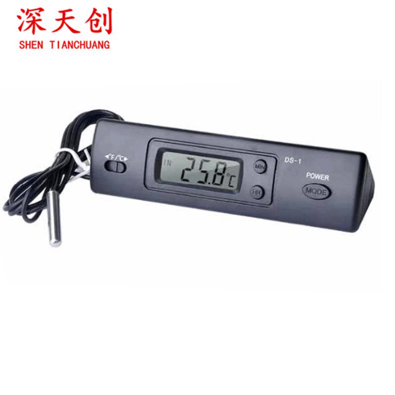 新款迷你嵌入式电子数显温度表鱼缸温度计防水抬头DS-1大屏温度计