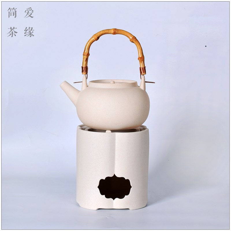日式手工白泥炭炉禅意风炉凉炉 酒精灯煮茶炉烧水壶 陶壶功夫茶具