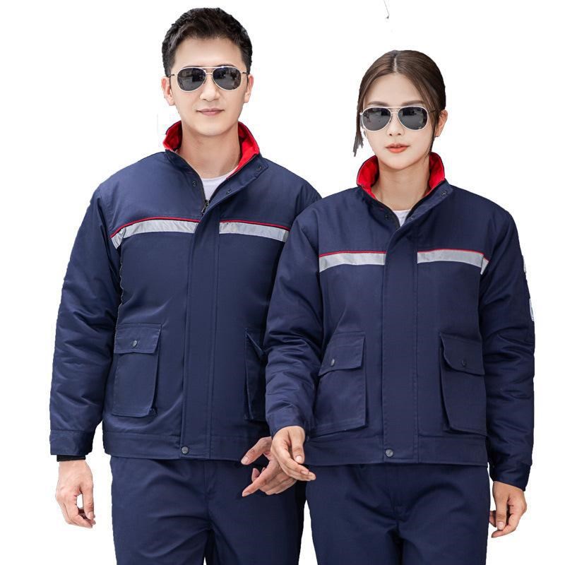 冬季中石化加油站防静电棉衣加厚可拆卸棉服防寒防护服夹克劳保服