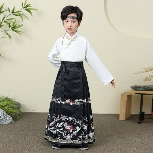 儿童马面裙套装春秋男孩中国风唐装古风小少爷男童汉服2024新款夏