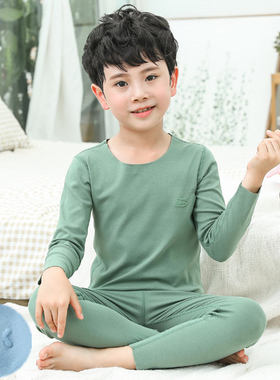 儿童秋衣秋裤秋冬德绒无痕发热保暖磨毛纯棉男童女童小孩内衣套装