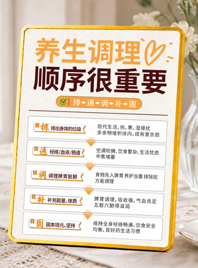 养生调理顺序提示牌装饰摆件养生馆美容院桌面装饰摆台