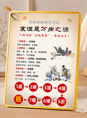 中国传统养生寒湿提示牌养生馆美容院前台中式装饰摆件