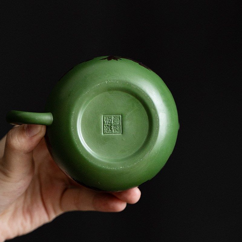 吴成志手作原矿紫砂本山绿泥西施壶龙凤呈祥变色茶壶家用泡茶壶