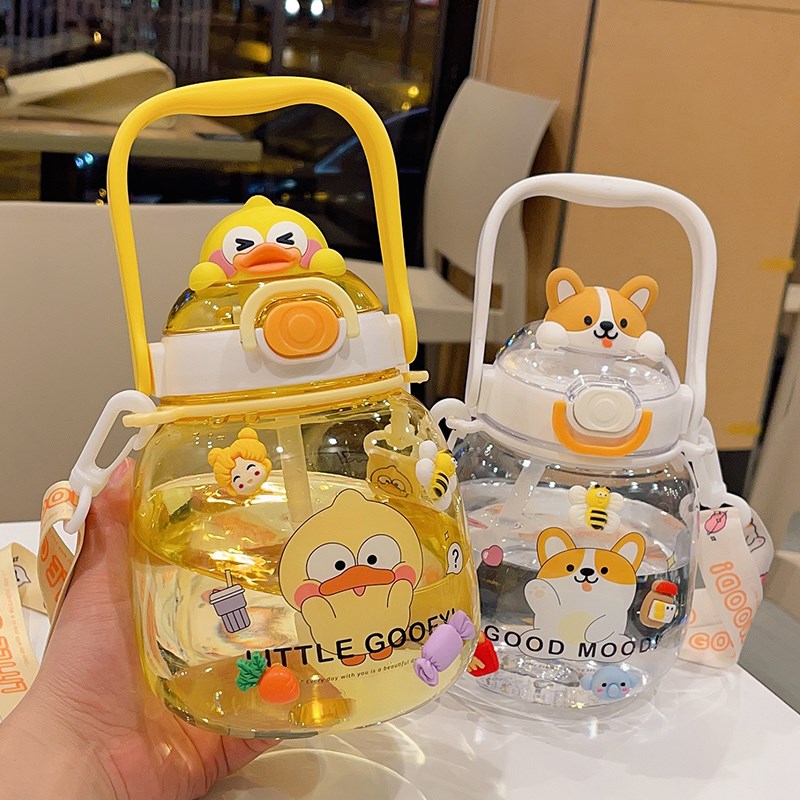 夏季大容量水杯女高颜值儿童学生水壶吸管杯子塑料可爱网红大肚杯