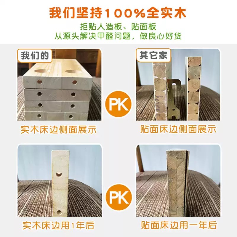 实木无床头床新款家用简易单人床卧室双人大床定制房间专用榻榻米