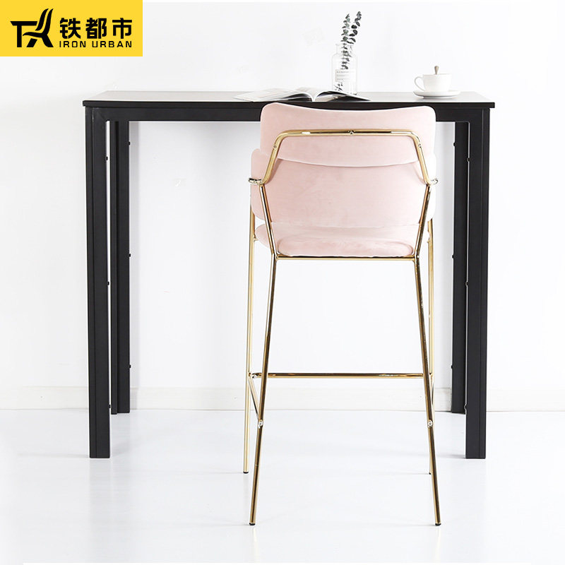 高脚凳北欧休闲铁艺咖啡厅靠背金属酒吧椅家用简约吧台凳餐厅餐椅