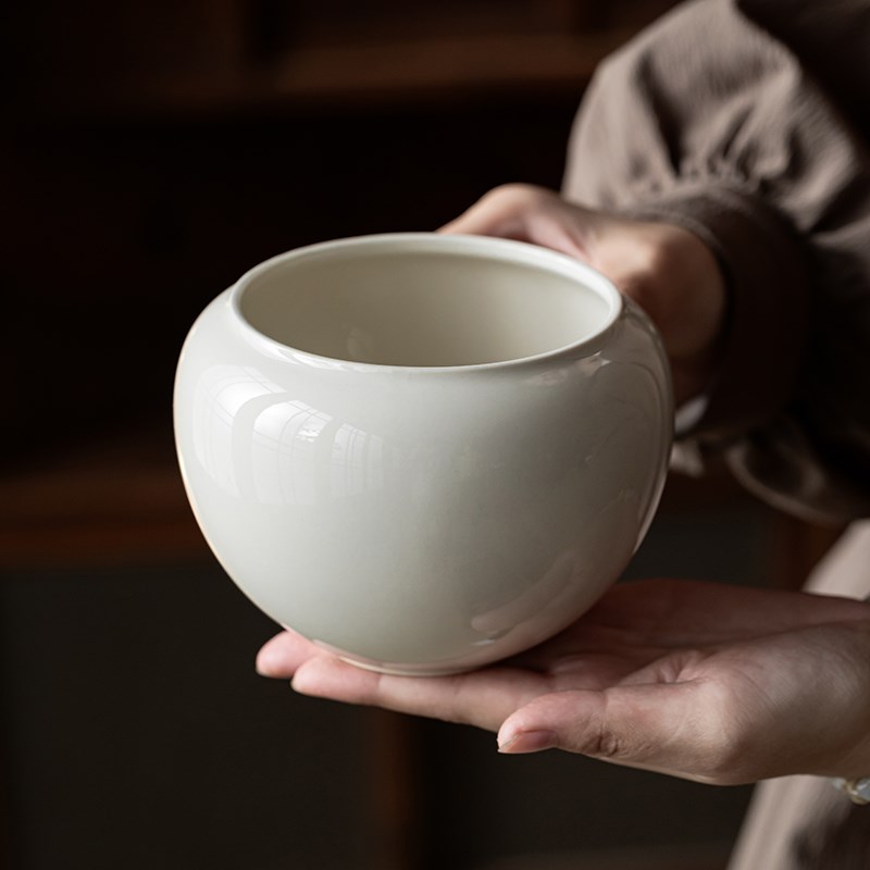 草木灰建水陶瓷茶洗茶渣缸水盂茶盂日式家用文人干泡茶席小建水