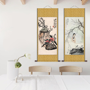 名家字画卷轴画花鸟画梅花图墨梅画水墨画国画丝绸画绢画装饰画
