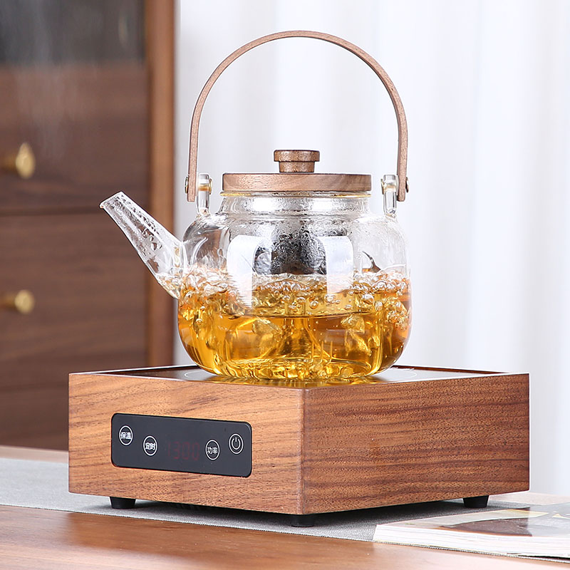 甲馨胡桃木煮茶壶煮茶器新款加厚玻璃耐高温烧水泡茶电陶炉煮茶炉