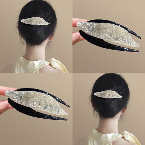 温柔月光白~燕尾夹醋酸一字夹2025新款复古后脑勺抓夹头饰盘发器