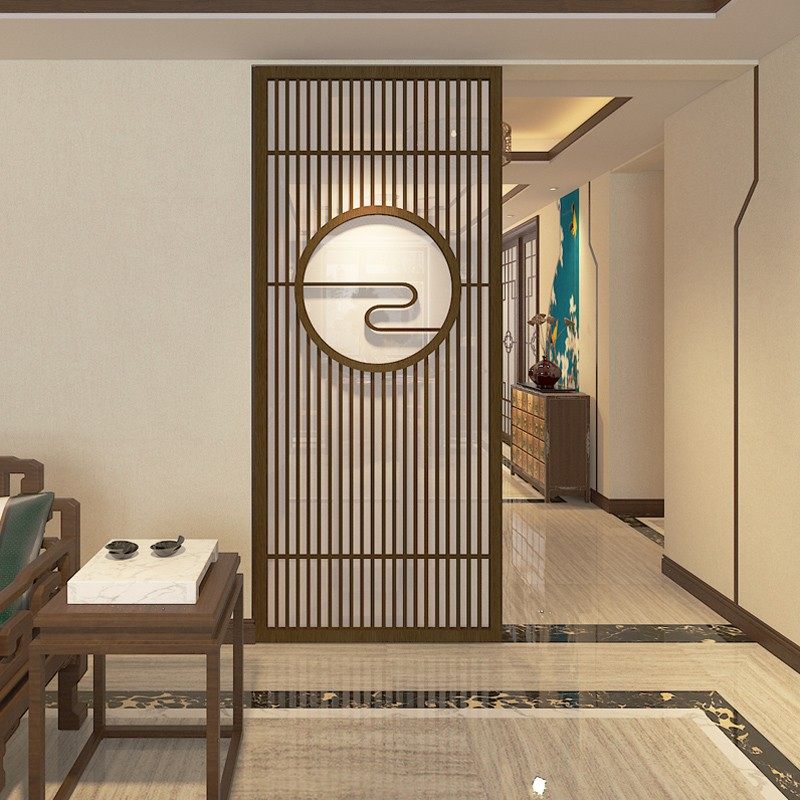 中式实木屏风柜隔断装饰客厅酒店入户玄关柜定制座屏