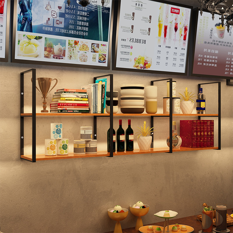 北欧墙上置物架多层酒架壁挂花架书架前台铁艺美容院理发店隔板架