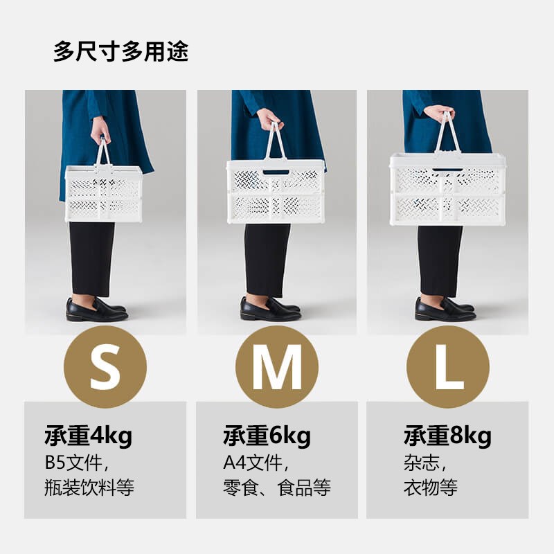Tenma天马可折叠户外野餐篮工业风车载储物篮零食衣物塑料收纳篮