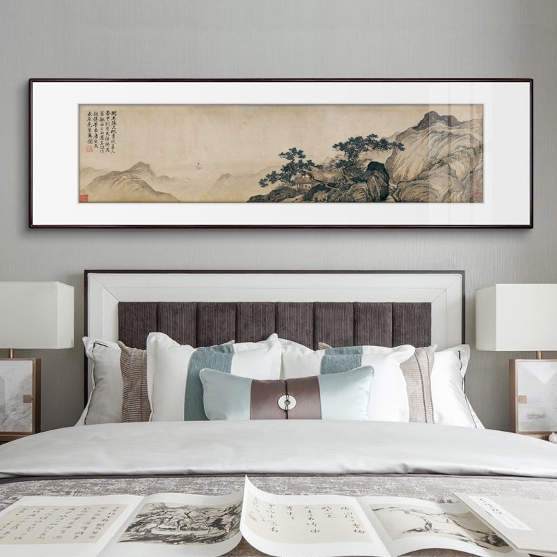 【十年老店】唐伯虎国画山水画背景墙客厅茶室装饰画梦仙草堂图
