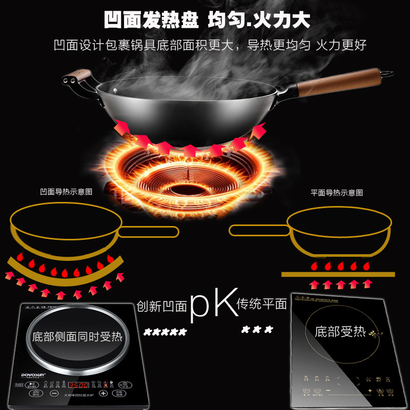 奔腾心 FH-D05凹面电磁炉家用爆炒3500W大功率凹型电池炉触屏火锅