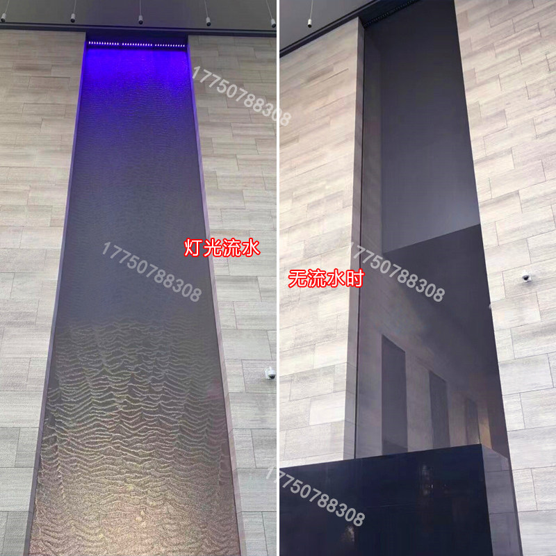 钢网水幕隔断墙瀑布造景流水系景观室外钢丝水幕帘循环水景屏风