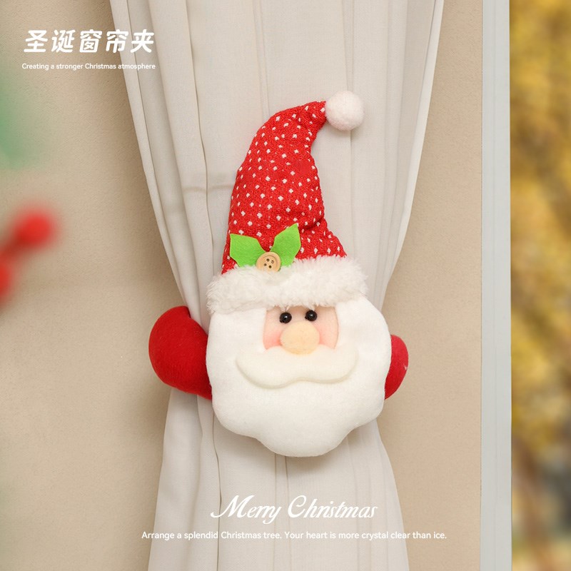 圣诞节装饰品居家窗帘扣新款雪人老人鹿抱扣橱窗场景布置圣诞礼物