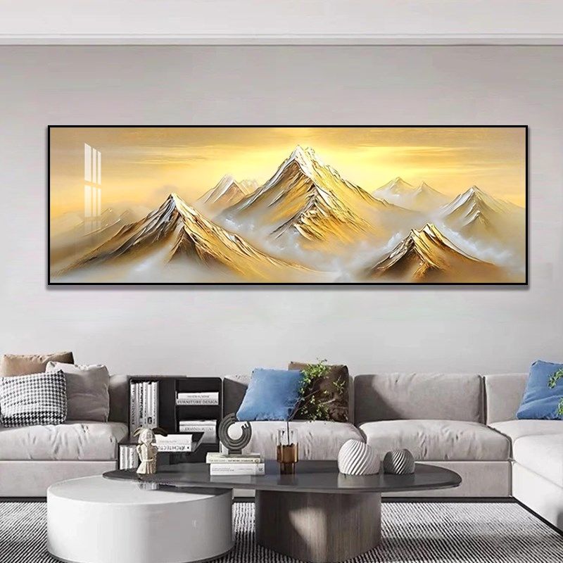 金山沙发壁画客厅2025客厅挂画高档背景墙装饰画大气新款整幅日照