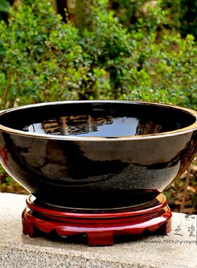 花瓶底座圆形木质陶瓷茶壶花盆佛像鱼缸奇石头实木摆件旋转景德镇