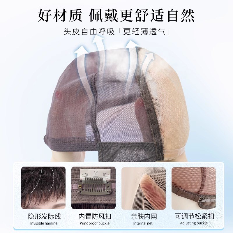 中老年妈妈假发全头套女真人发丝日常无痕隐形短羊毛卷发造型