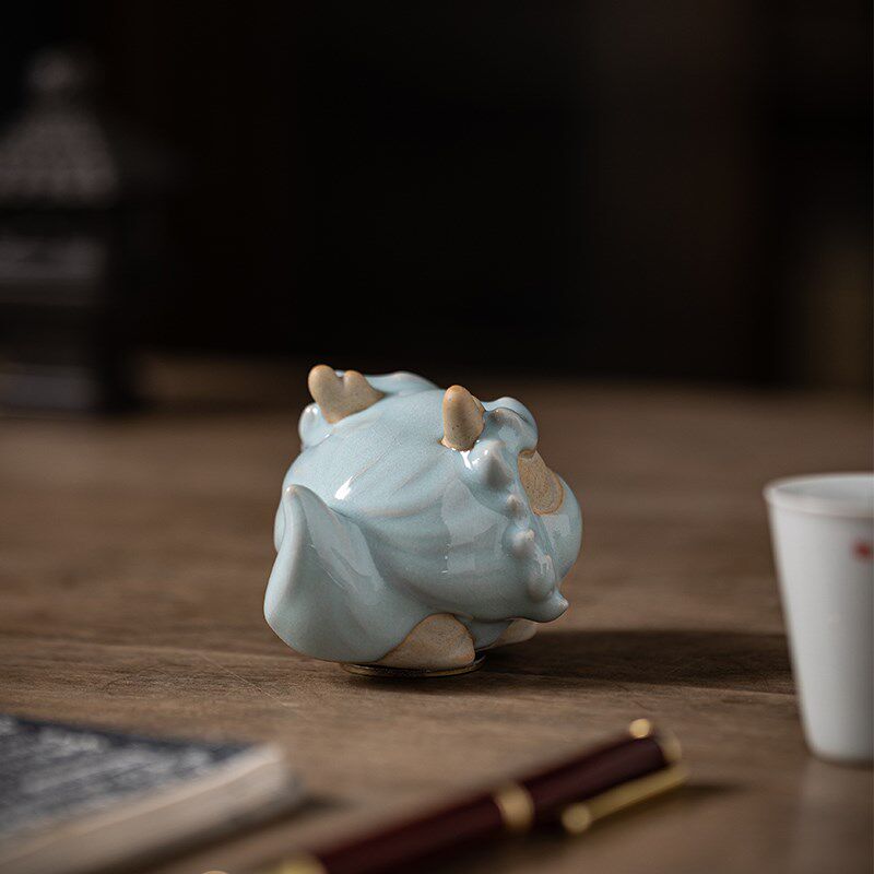 记今朝【四大神兽】汝窑茶宠摆件精品可养开片茶玩金蟾貔貅麒麟龙