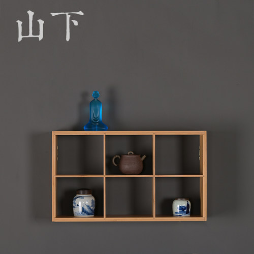 博古架挂墙竹制多宝阁墙上茶壶茶具收纳格子架置物架玄关装饰壁挂