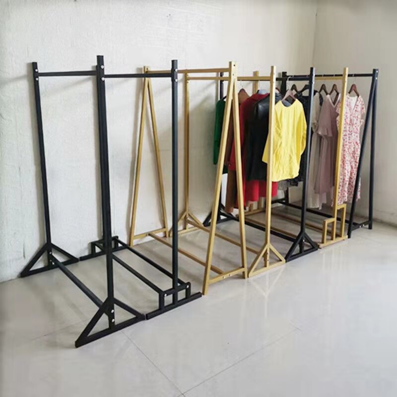 服装店展示架落地式金色衣服架子简约店铺装饰女装店货架挂衣架