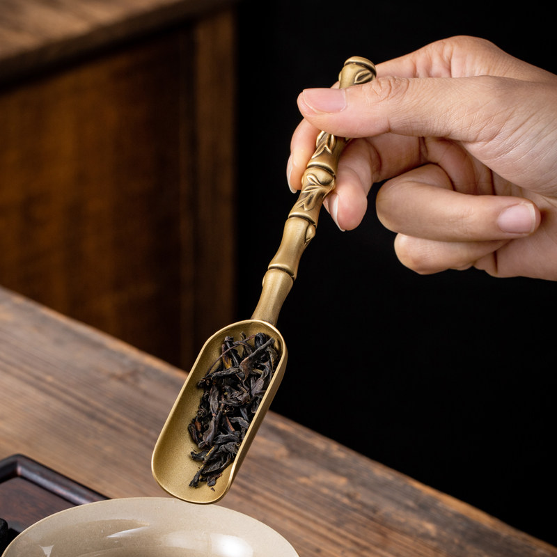 纯铜普洱茶刀三件套功夫茶具配件茶道六君子大全茶勺茶匙茶夹套装