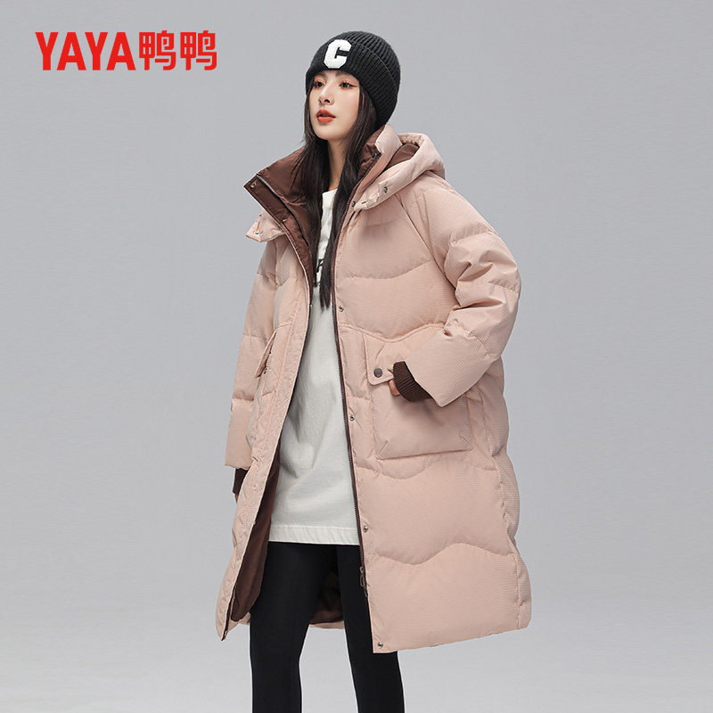 鸭鸭潮流羽绒服女中长款保暖外套